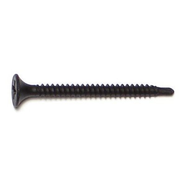 Buildright Self-Drilling Screw, #6 x 1-5/8 in, Black Phosphate Steel Flat Head Phillips Drive, 196 PK 08858